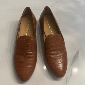 JACK ROGERS Leather Loafers Brown Crocodile Size 8